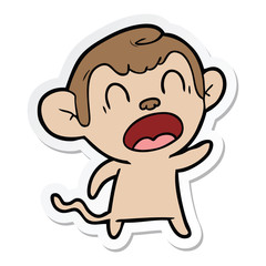 sticker of a shouting cartoon monkey