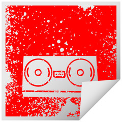 distressed square peeling sticker symbol retro radio