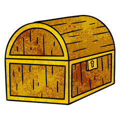 textured cartoon doodle of a treasure chest
