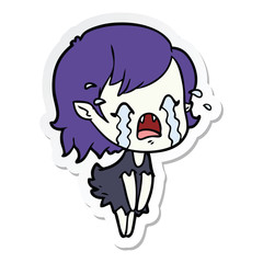 sticker of a cartoon crying vampire girl