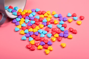 candy on pink background