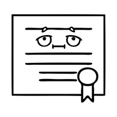 line drawing cartoon graduation diploma