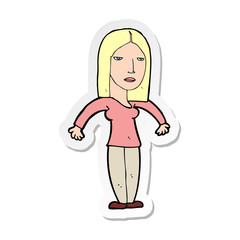 sticker of a cartoon annoyed woman