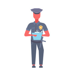 policeman writing report man wearing cop uniform police officer male cartoon character full length flat isolated