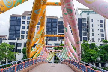 Alkaff Bridge, beautiful bridge over the river For walking along the Singapore River To roam Or exercise