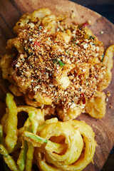 Fried chicken and onion ring 