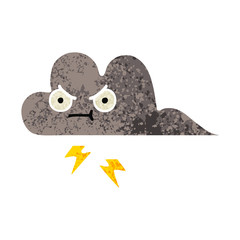 retro illustration style cartoon storm cloud