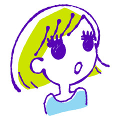 ななめ上を見上げる女の子のイラスト