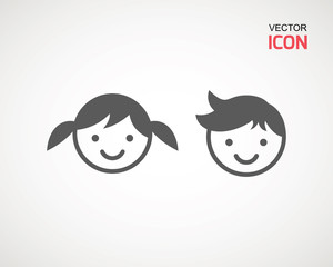 girl and boy icon on white background. child symbol . Kids icons , children vector illustration.
