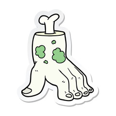 sticker of a spooky zombie hand cartoon