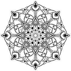 Flower mandala black color Vintage decorative