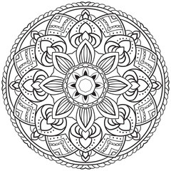 Flower mandala black color Vintage decorative