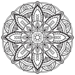 Flower mandala black color Vintage decorative