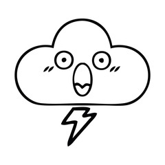 line drawing cartoon thunder cloud