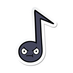 sticker of a cute cartoon musical note