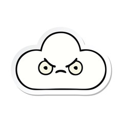sticker of a cute cartoon white cloud