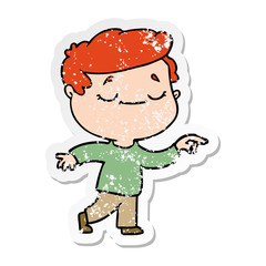 distressed sticker of a cartoon peaceful man