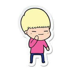 Obraz premium sticker of a cartoon smug boy