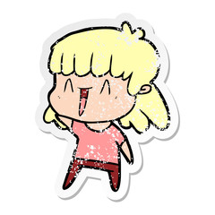 distressed sticker of a cartoon woman
