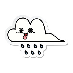 sticker of a cute cartoon rain cloud