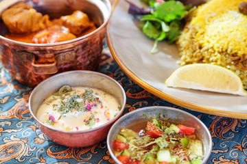Iranian dishes and snacks. Traditional Persian cuisine