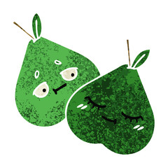retro illustration style cartoon pears