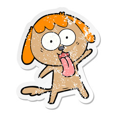 distressed sticker of a cute cartoon dog
