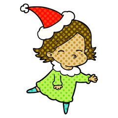 comic book style illustration of a woman wearing santa hat