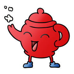 gradient cartoon doodle of a blue tea pot