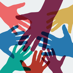 Vector background teamwork, hands crossed