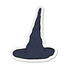 sticker of a cartoon spooky witch hat