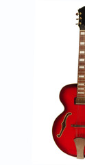 Obraz na płótnie Canvas Red jazz guitar on a white background. Isolated on white.