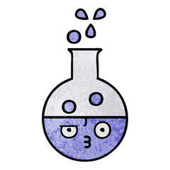 retro grunge texture cartoon test tube