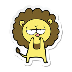 sticker of a cartoon tired lion