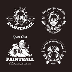 Fototapeta premium Paintball game sport club logo templates of gamer shooting target or paint ball gun