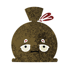 retro illustration style cartoon sack