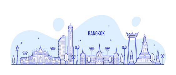 Obraz premium Bangkok skyline Thailand big city buildings vector
