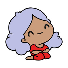 cartoon of a cute kawaii girl