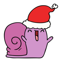 christmas cartoon of kawaii snail