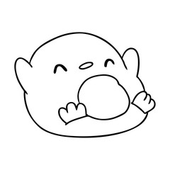 line drawing kawaii of a cute penguin
