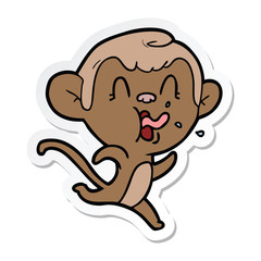 sticker of a crazy cartoon monkey