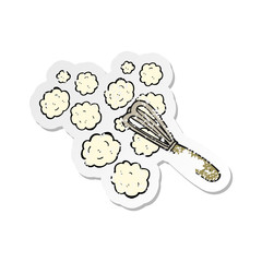 retro distressed sticker of a cartoon whisk