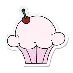 sticker of a quirky hand drawn cartoon muffin