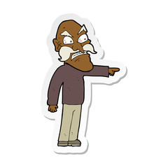 sticker of a cartoon furious old man