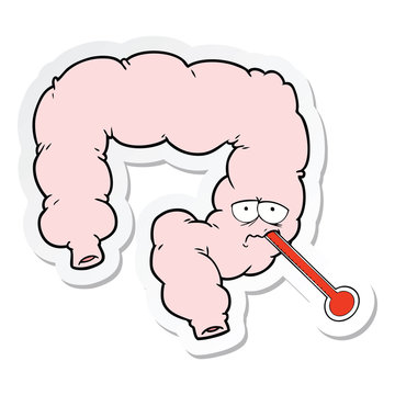 sticker of a cartoon unhealthy colon