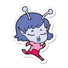 sticker of a cartoon alien girl