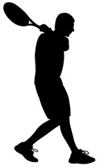 a man playing tennis, silhouette vector