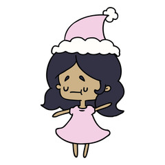 christmas cartoon of kawaii girl
