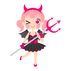 悪魔の仮装をした女の子のイラスト