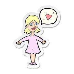 sticker of a cartoon woman in love